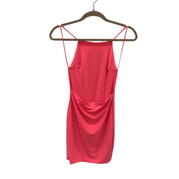 AKIRA Pink Strappy Back Ruched Mini Dress Bodycon Size Small - Picture 2 of 3